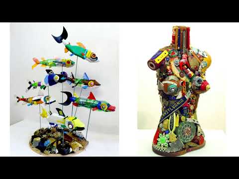 Esculturas abstractas recicladas: arte sostenible y original
