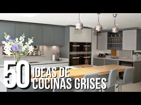 Cocina elegante y moderna en tonos gris y blanco